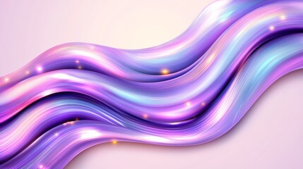 Abstract flowing purple and pink waves with light accents on soft background