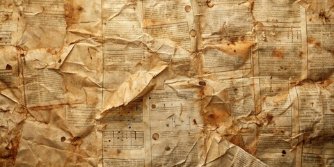 Vintage Crumpled Paper Background with Textured Detail and Stains