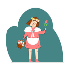 Adorable Girl with a Flower Wreath