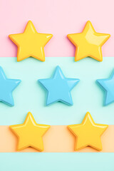 Obraz premium Creative digital art colorful stars against a bright playful background