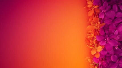 Vibrant Orange and Purple Flowers on Gradient Background