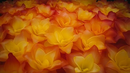 Vibrant Orange and Yellow Flower Blooms Closeup