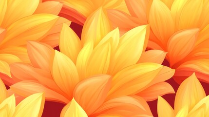 Obraz premium Vibrant Orange Flower Petals Seamless Pattern Design