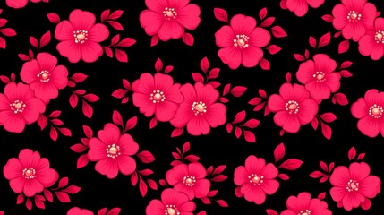 Vibrant Pink Flowers Seamless Pattern Design