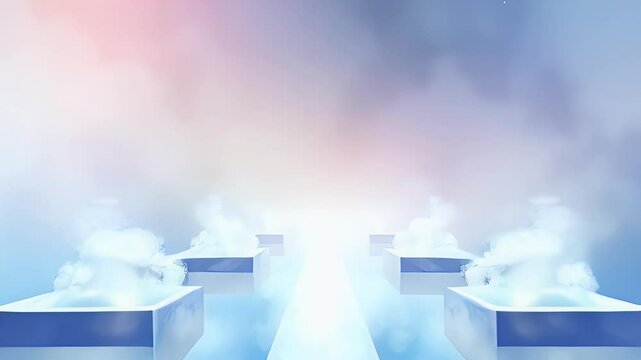 levitating podium platforms suspended in space