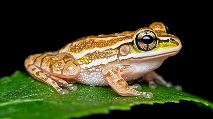 Fototapeta premium Vibrant Rainforest Frog on Lush Green Leaf