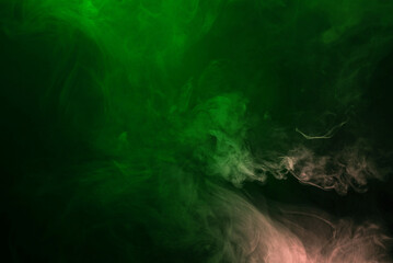 Green and pink steam on a black background.