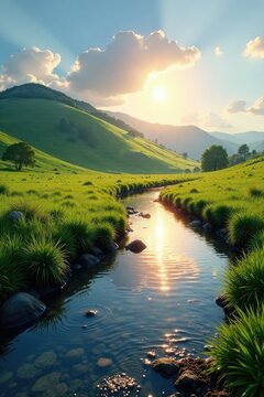 Wasser kuppe Landschaft bei sonnendes Nachmittag, nature, hill, sun