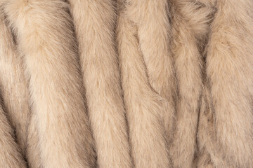 Texture of faux fur as a background, top view.