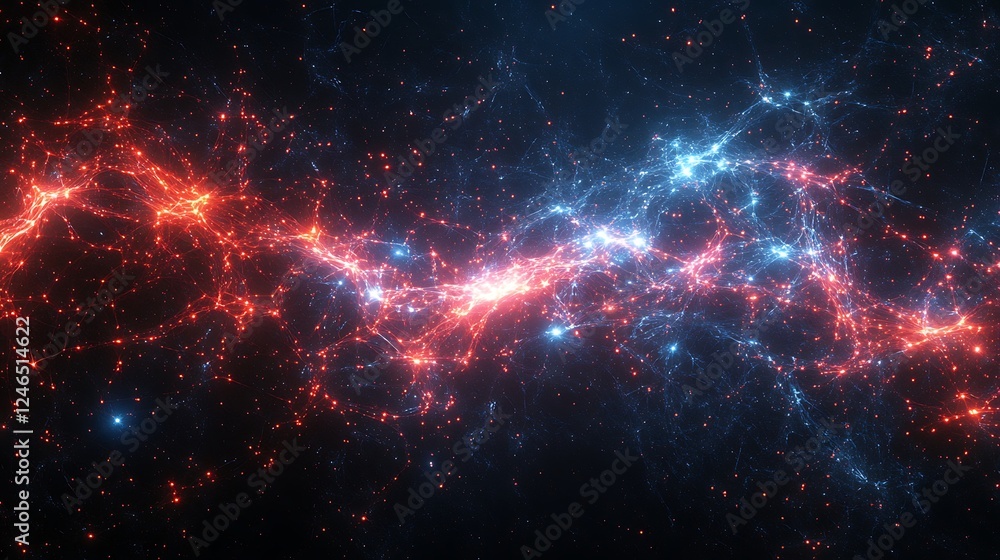 Canvas Prints abstract background with red and blue glowing line wave
