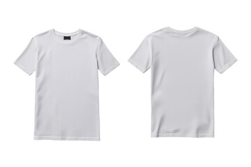 Mockup of Plain White T-Shirt with Front and Back Views on Transparent Background