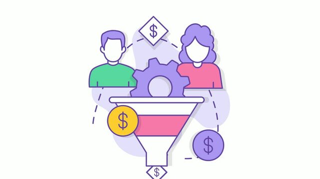 lead generation process conversion animation, outbound campaigns animated video, High Ticket Client being converted Clip, businesses increase profitability footage, Sales Marketing management motion