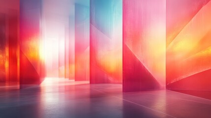 Abstract Colorful Corridor: A Digital Vision of Light and Space