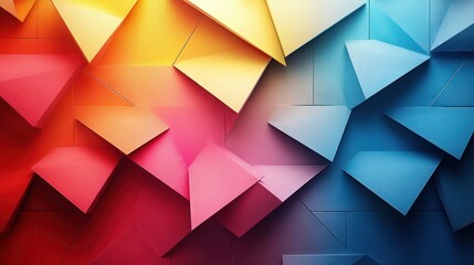Fototapeta premium Abstract Colorful Geometric Shapes Wall Art: Vibrant Hues and 3D Design