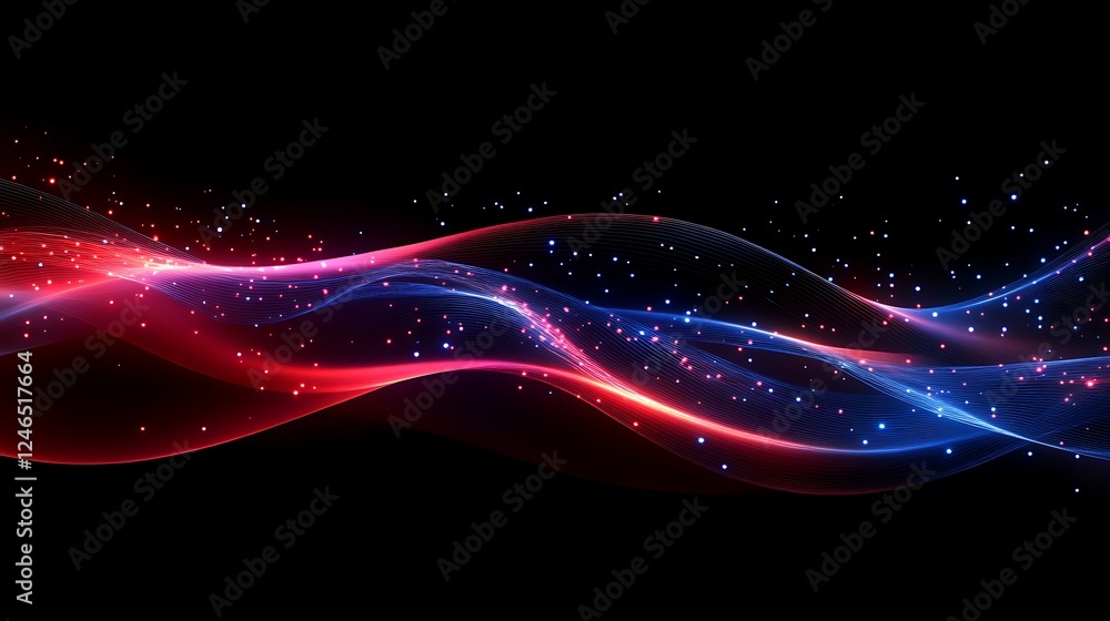 Canvas Prints abstract background with red and blue glowing line wave