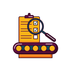 Quality Control of Manufacturing Industry with Checklist Symbol Icon