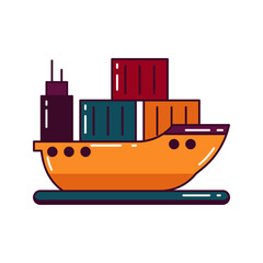 Obraz premium Container Ship for Goods Distribution Icon