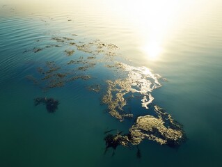 Obraz premium water with patches of oil floating on the surface