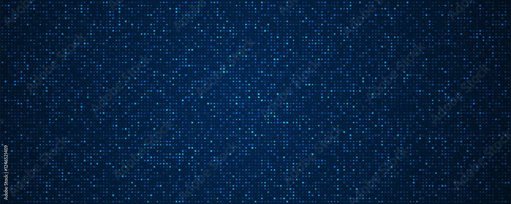 Poster digital technology background. digital data square blue pattern pixel background