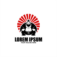 Sumo vector logo illustration  Sumo illustration with Fighting Japanese Traditional Martial Art 