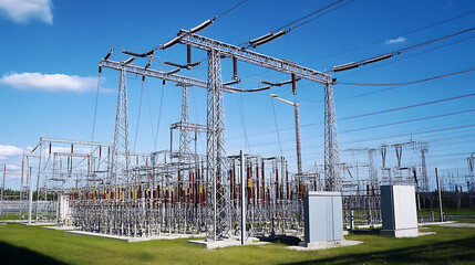 Electrical grid station radiates dependable power, providing secure and stable distribution with cutting edge technology and energy efficiency