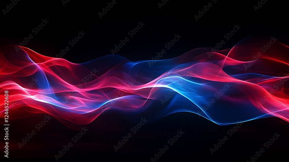 Canvas Prints abstract background with red and blue glowing line wave