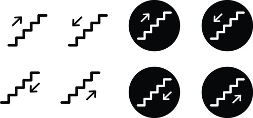 Staircase icons with up and down directional arrows.