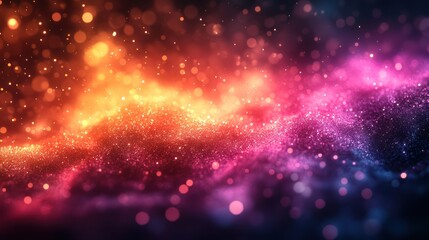 Naklejka premium Cosmic Dust: A vibrant nebula of swirling particles, glowing with an ethereal luminescence