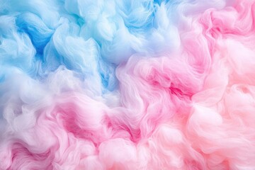 whimsical cotton candy clouds in pastel pink and blue swirls, dreamy studio lighting