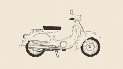 Fototapeta premium Classic scooter design, side view, simple background, transport illustration