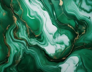 Top view of abstract green marble with bronze veins background. Generated image