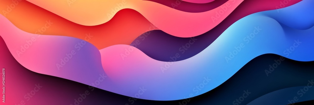 Aufkleber abstract vector graphic intertwined waves with color gradient on black background, clean lines