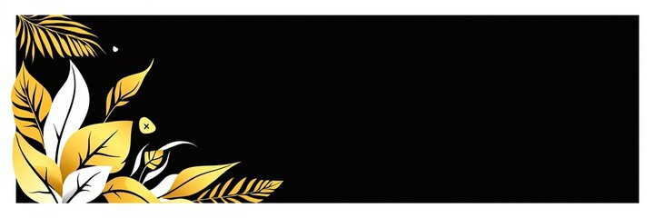 Obraz premium Elegant Gold White Tropical Leaves on Black Background