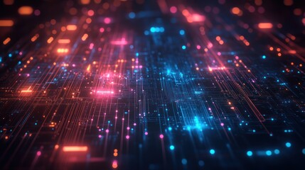 Obraz premium Abstract digital network, glowing lines and nodes.