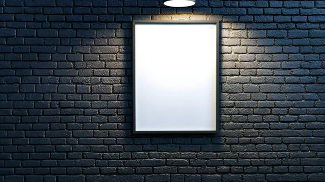A blank white poster stuck on a black wall.