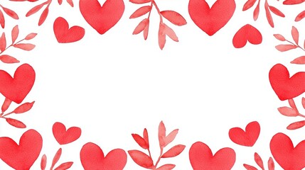 Watercolor-themed Valentine's Day banner with soft blush tones, hand-painted hearts, and delicate floral elements.