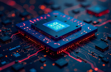 Fototapeta premium Futuristic microchip processor