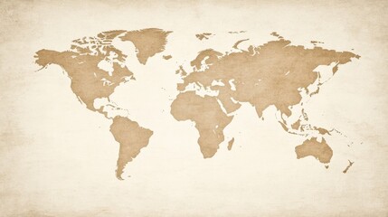 Vintage World Map Illustration on Parchment Background