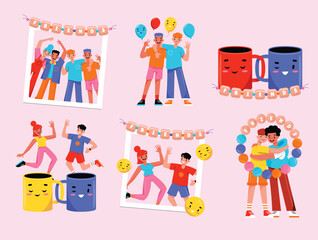 Colorful Friends Celebration Illustration