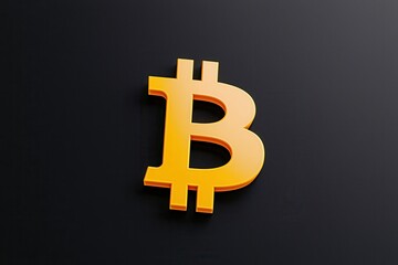 Obraz premium 3D Bitcoin logo on a dark background, symbolizing digital currency and investment.
