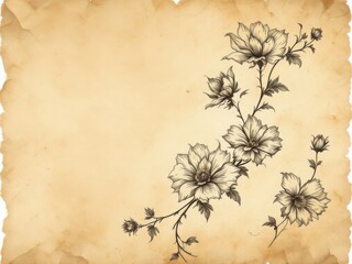 "Vintage Botanical Illustration of Delicate Flowers on Aged Paper Background"
