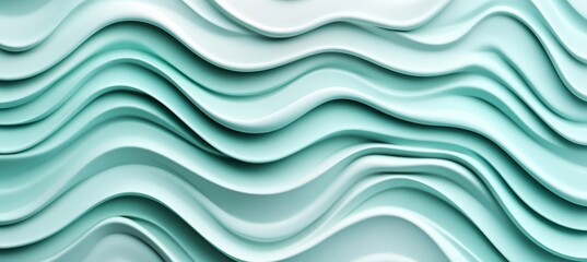 Fototapeta premium Abstract Teal Wave, 3D Low Profile Style, Delicate Gradient Background, Elegant Monochromatic Design