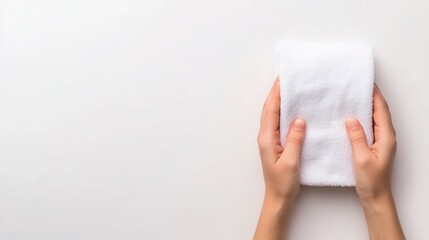 Drying Hands with Clean Towel After Washing in Bright Environment