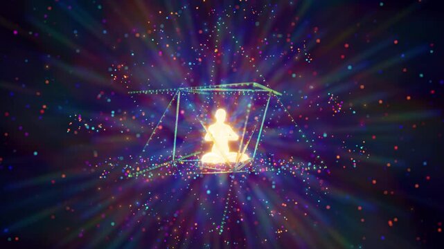 looped 3d animation radiance of the energy astral system of merkaba