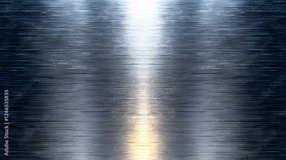 Poster brushed metallic texture with smooth reflections and shimmering light effects on a dark background