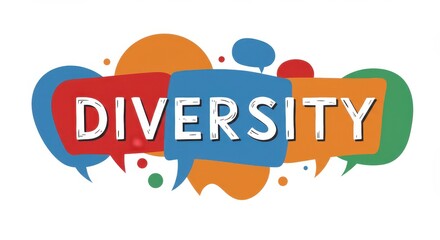 A creative graphic design featuring the word DIVERSITY in bold handwritten letters