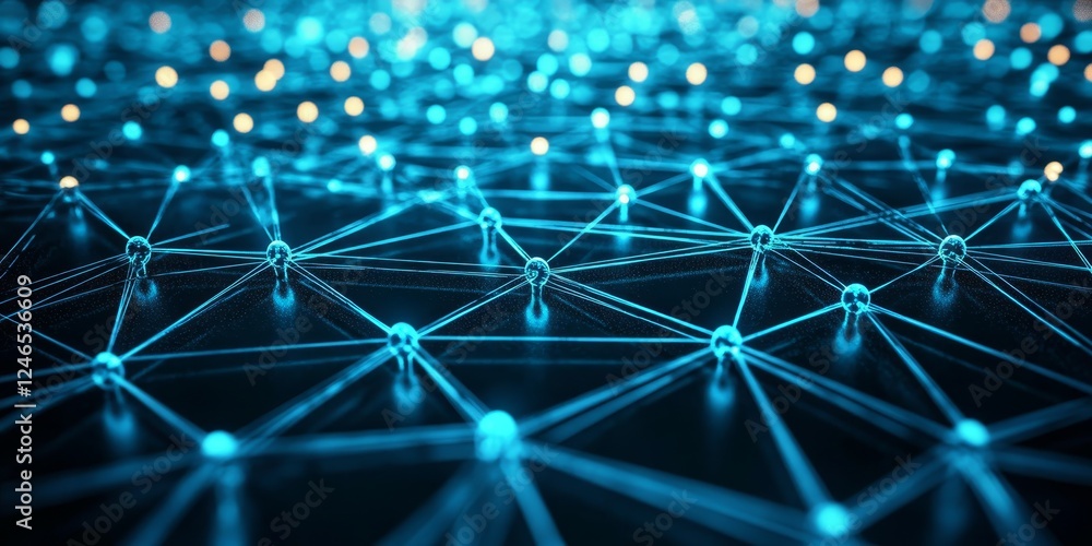 Poster Network Structure. Abstract Background With Interconnected Nodes And Lines. Global Network Concept.