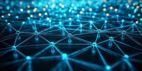 Fototapeta premium Network Structure. Abstract Background With Interconnected Nodes And Lines. Global Network Concept.