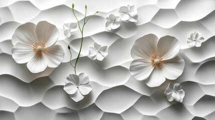 White backgrounds with embossed geometric patterns for a subtle 3D effect