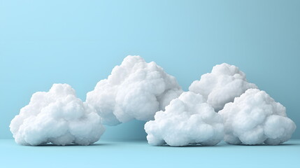 Fluffy white clouds arranged in various sizes against a smooth blue background.